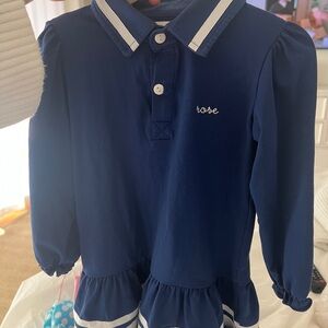 Cecil + Lou “Rose” embroidered Navy Blue Kids Polo Dress